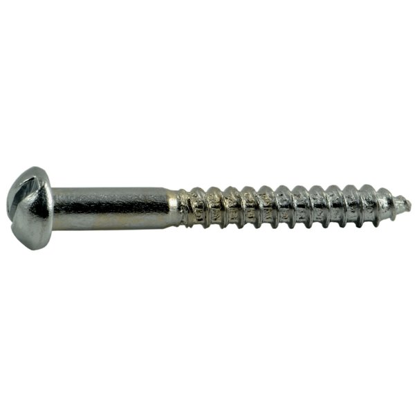Midwest Fastener Wood Screw, #6, 1-1/4 in, Chrome Steel Round Head Slotted Drive, 45 PK 62186